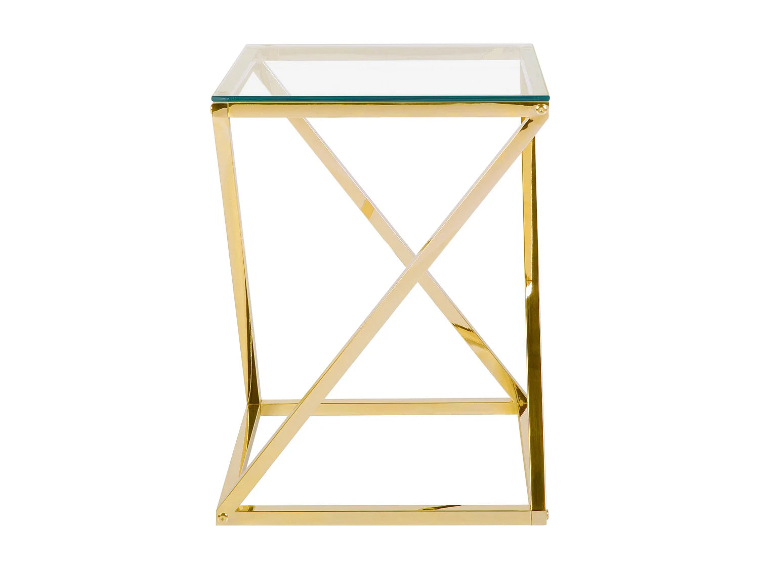Bout de canapé carré plateau verre doré – AUREA