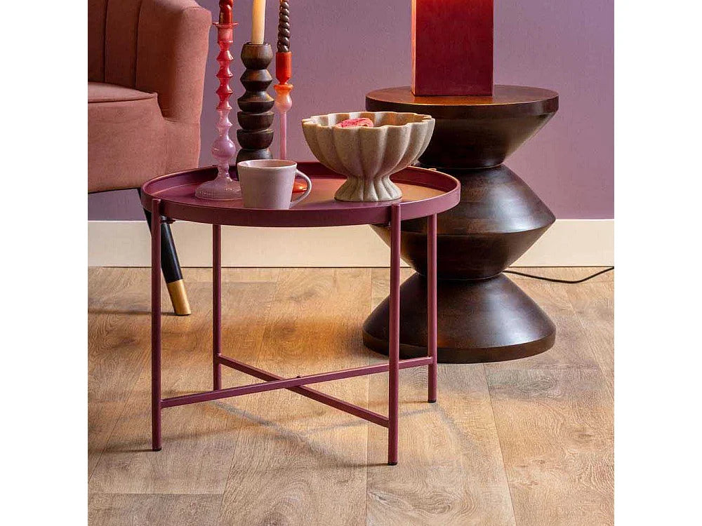 Bout de canapé rond en métal violet – MESETA