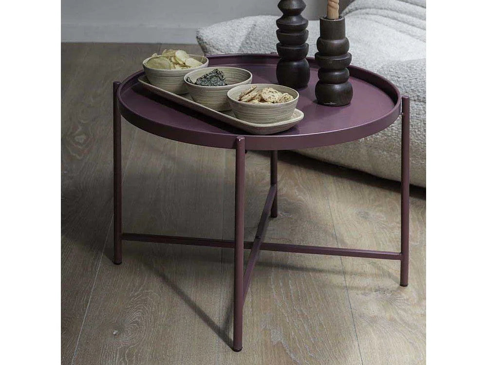 Bout de canapé rond en métal violet – MESETA