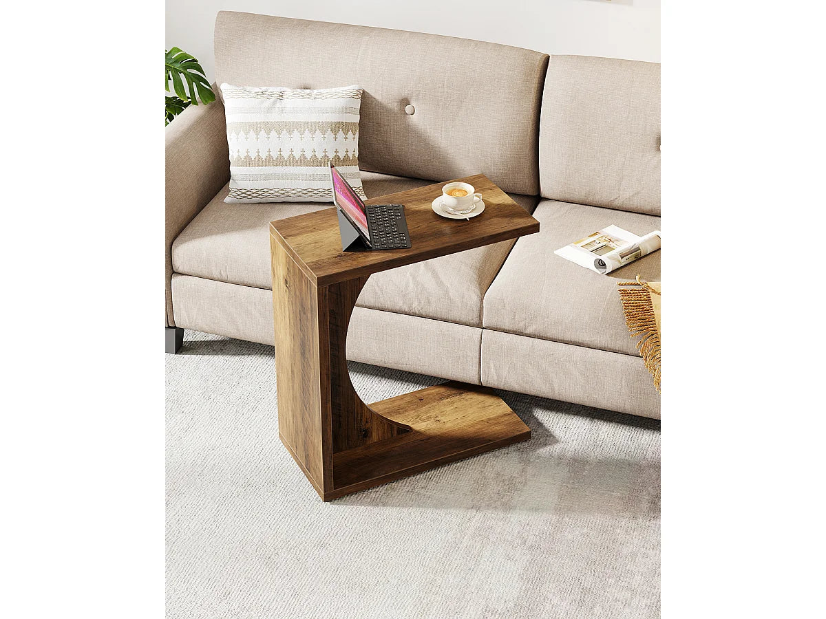 Bout de canapé en C compact en MDF marron – COZY