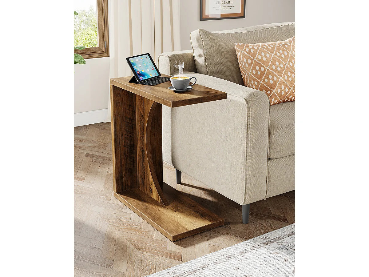 Bout de canapé en C compact en MDF marron – COZY
