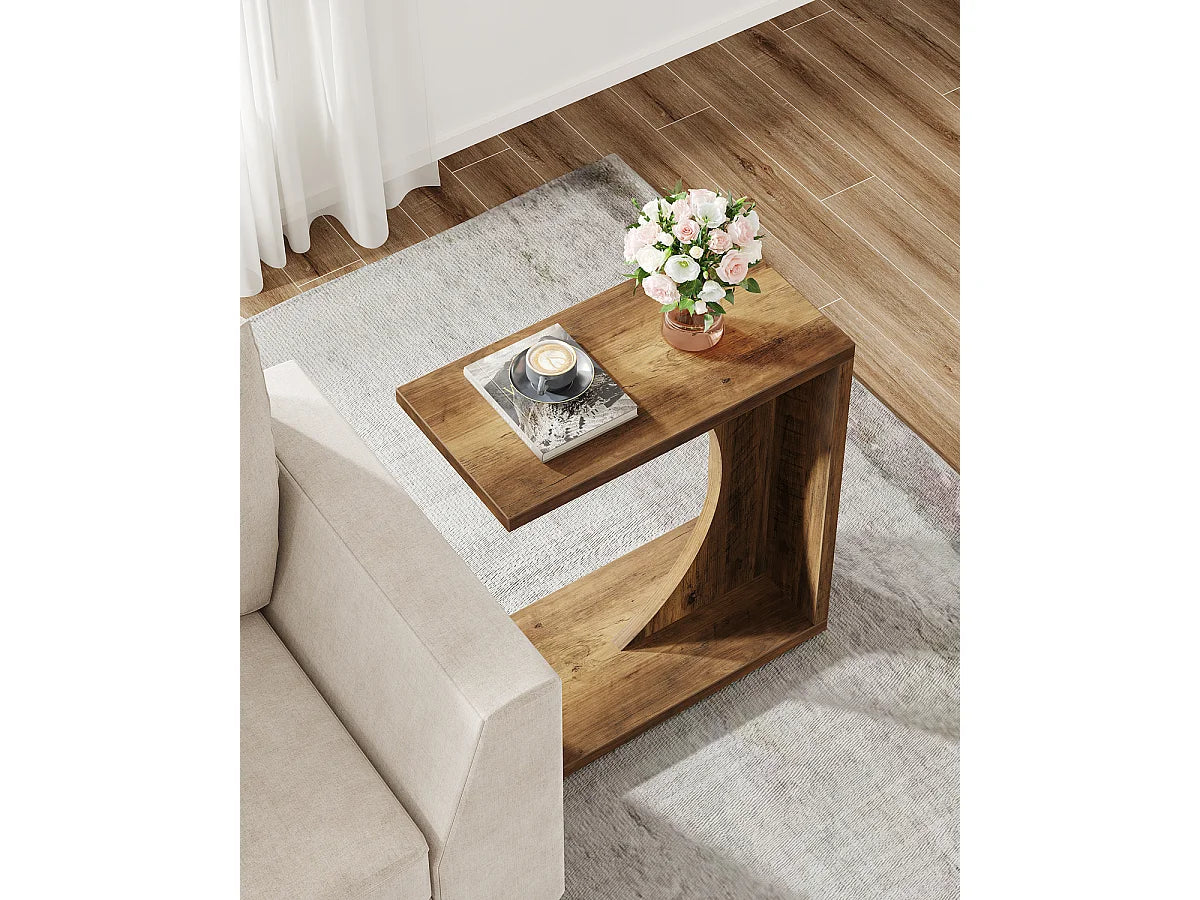 Bout de canapé en C compact en MDF marron – COZY
