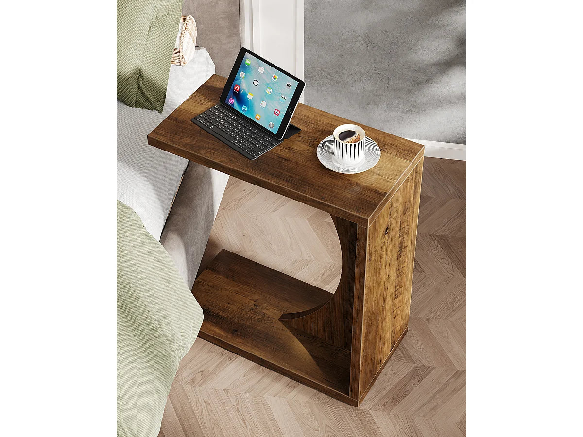 Bout de canapé en C compact en MDF marron – COZY