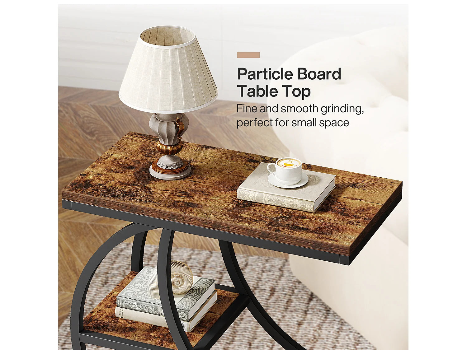 Bout de canapé industriel 3 niveaux métal marron – FORGIA
