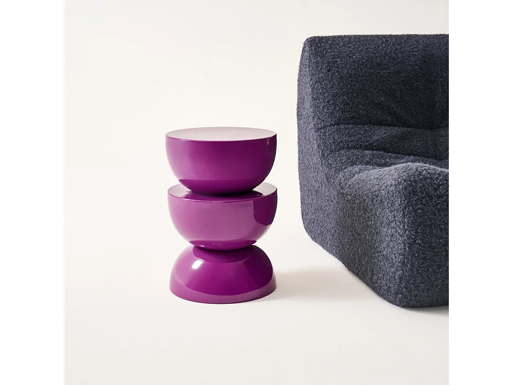 Bout de canapé rond en métal violet brillant – COVELLE