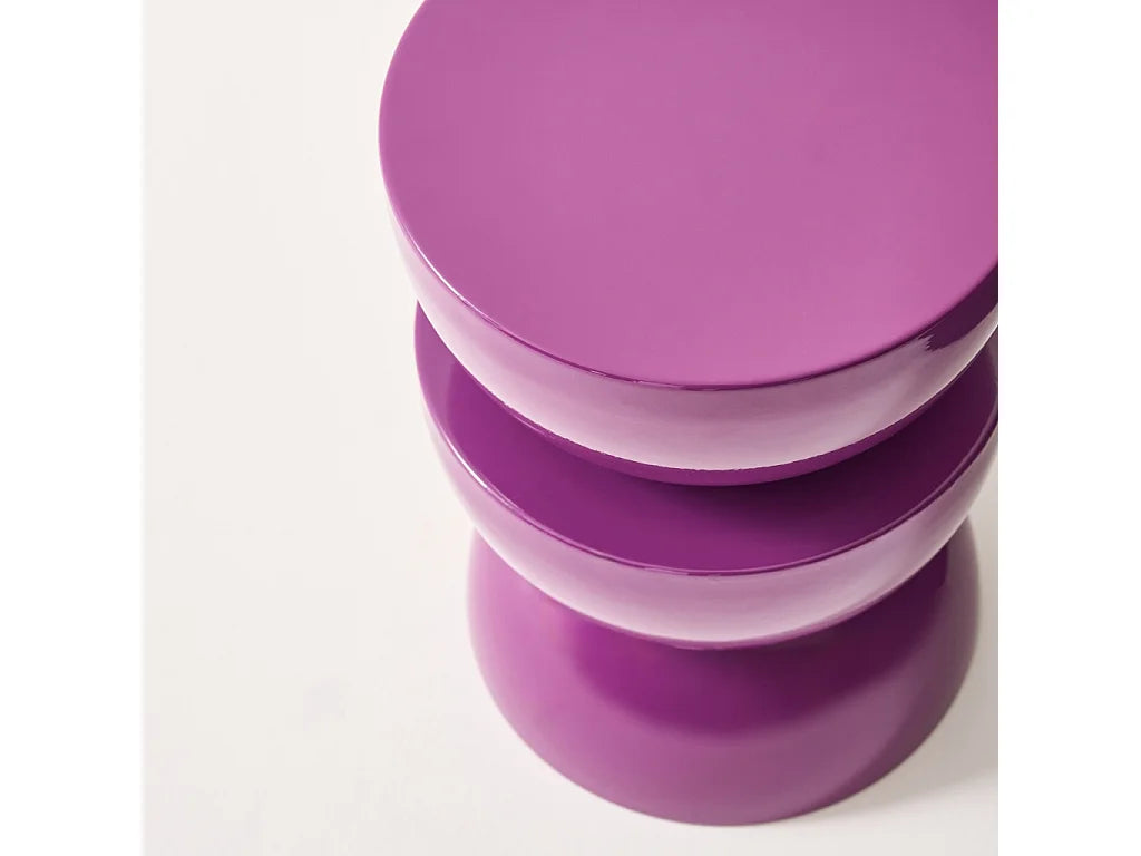 Bout de canapé rond en métal violet brillant – COVELLE