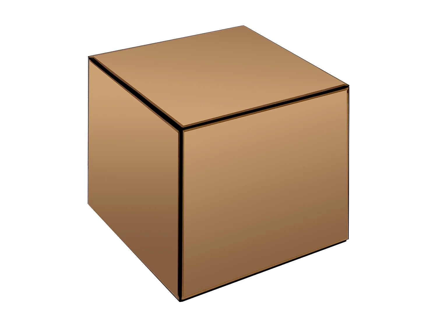 Bout de canapé cube en miroir fumé marron – REFLY