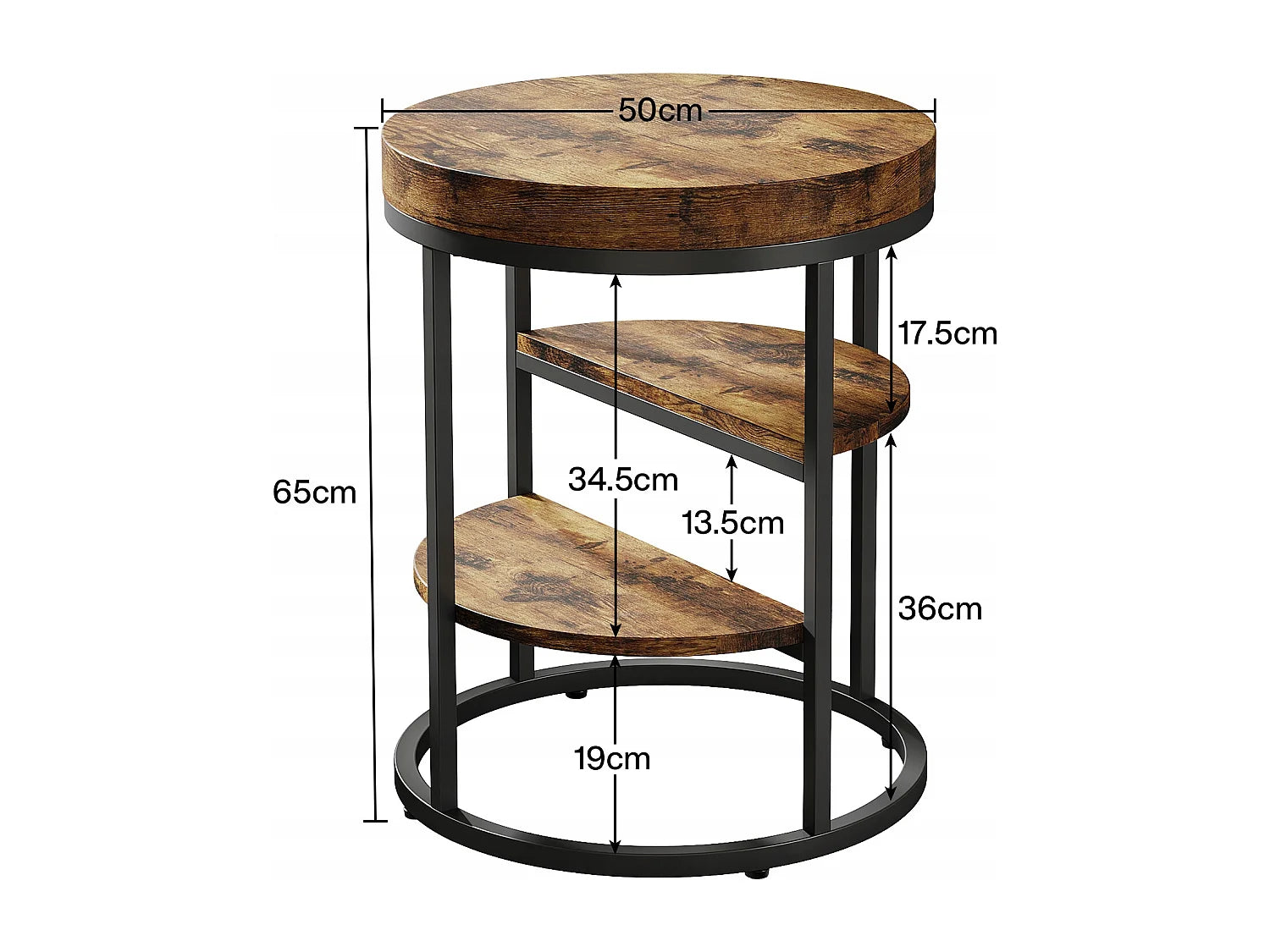 Bout de canapé rond industriel en verre marron – FORGE