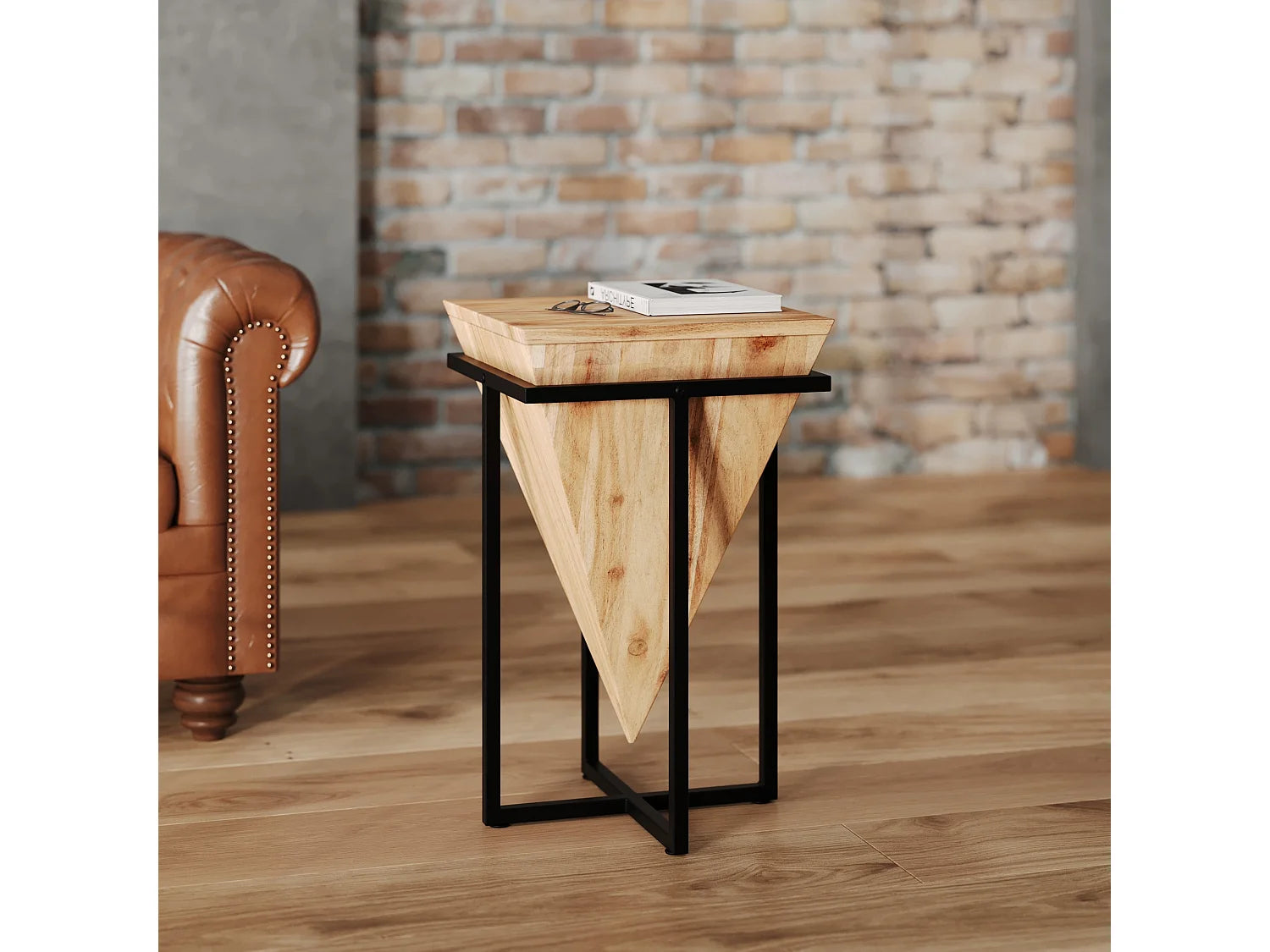 Bout de canapé sellette bois d'acacia et métal – ACANIA
