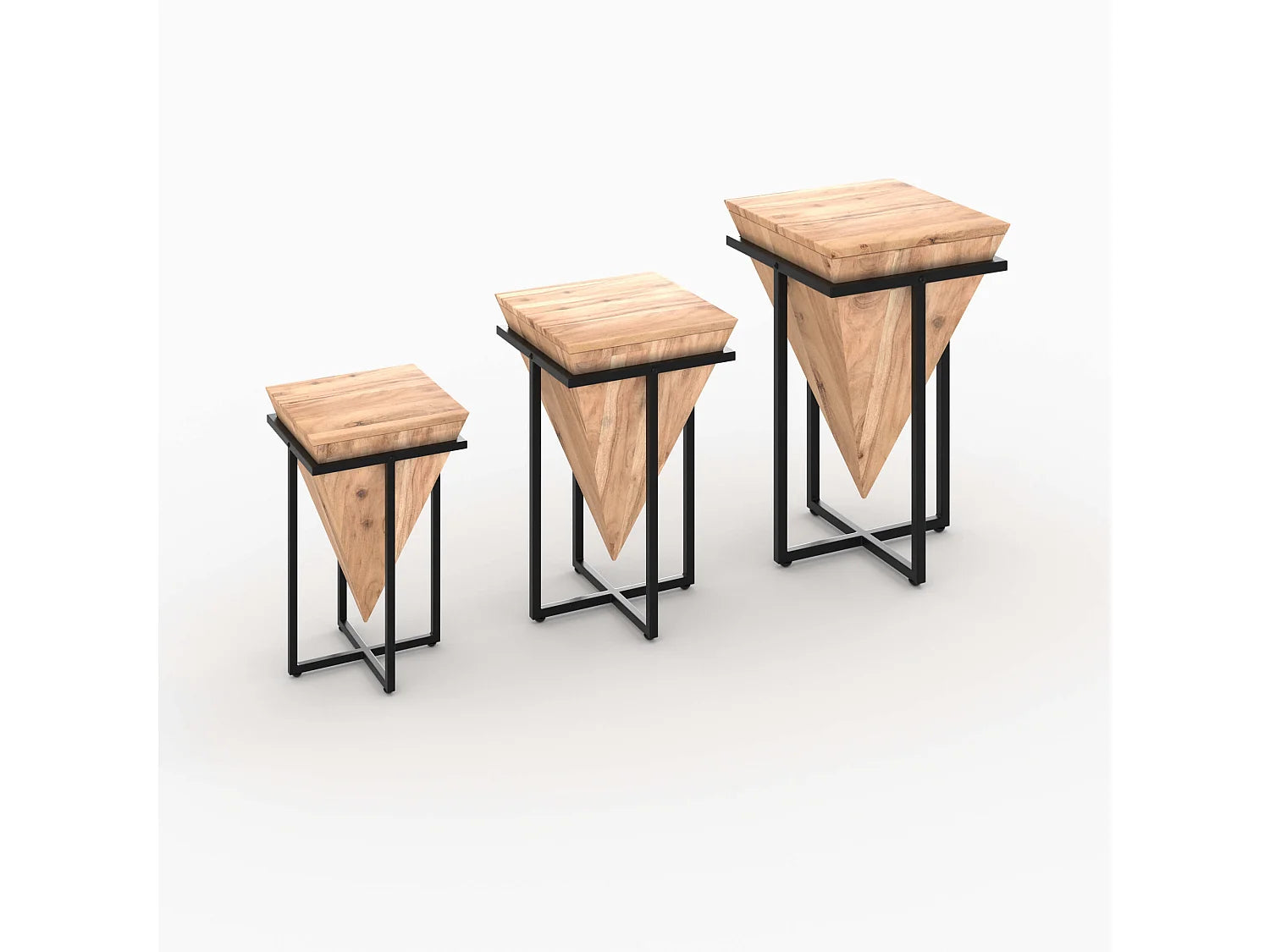 Bout de canapé sellette bois d'acacia et métal – ACANIA