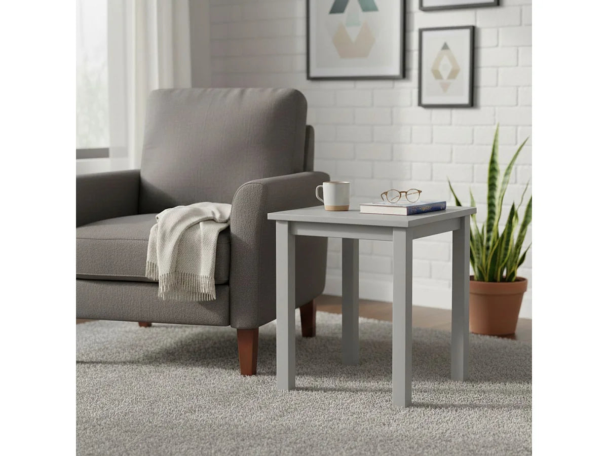 Bout de canapé carré en bois massif vernis gris – FENNO