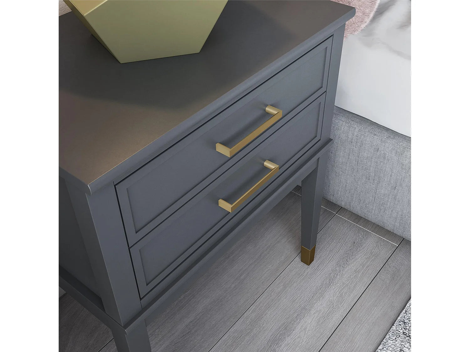 Bout de canapé haut avec tiroir en MDF gris – CASTEL