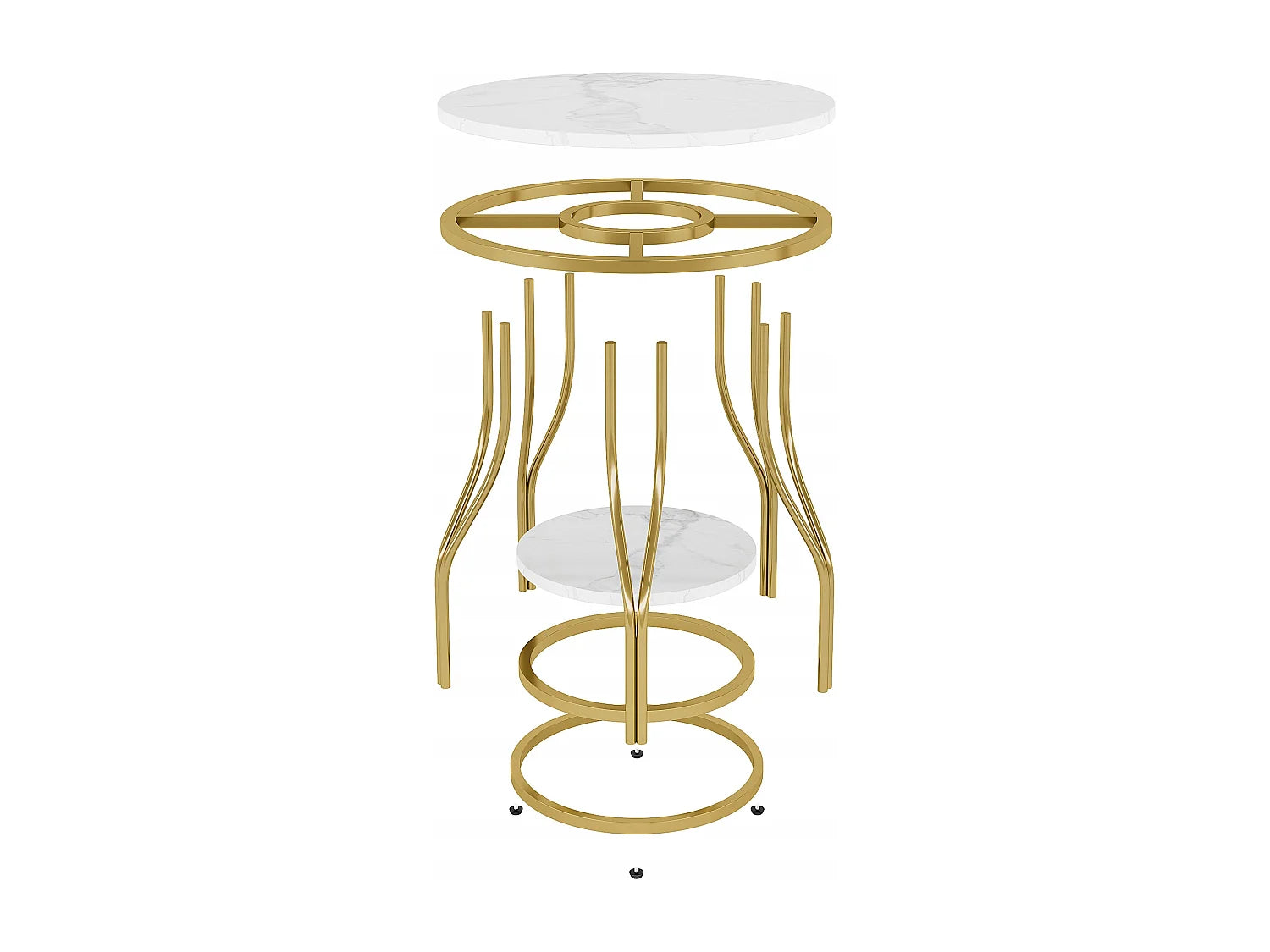 Bout de canapé rond en marbre blanc et or – LUMINA