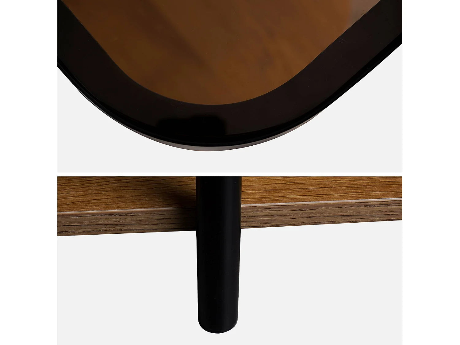 Bout de canapé vintage verre et bois métal noir – SMOKO