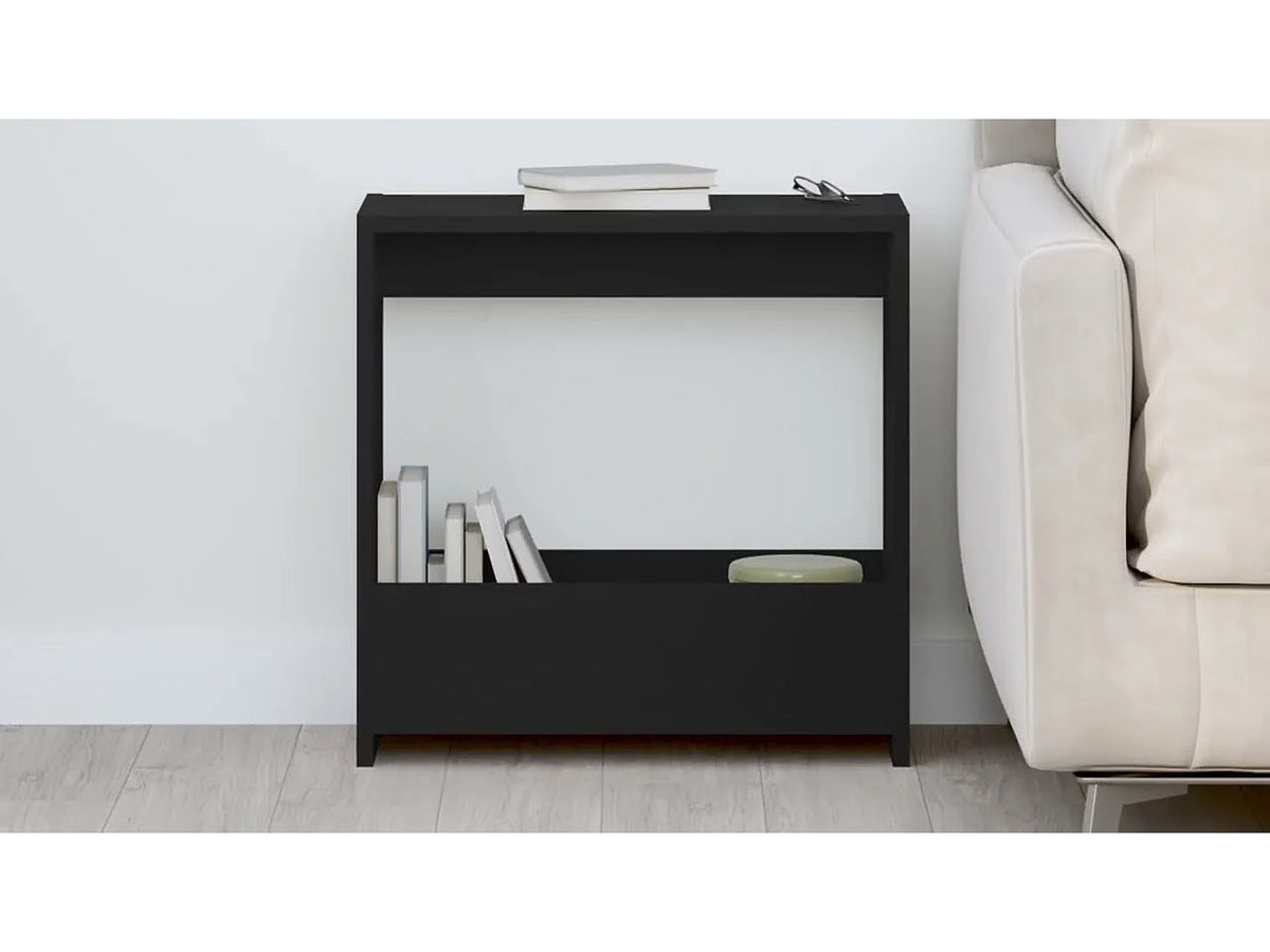 Bout de canapé noir compact en bois – NOCTIS