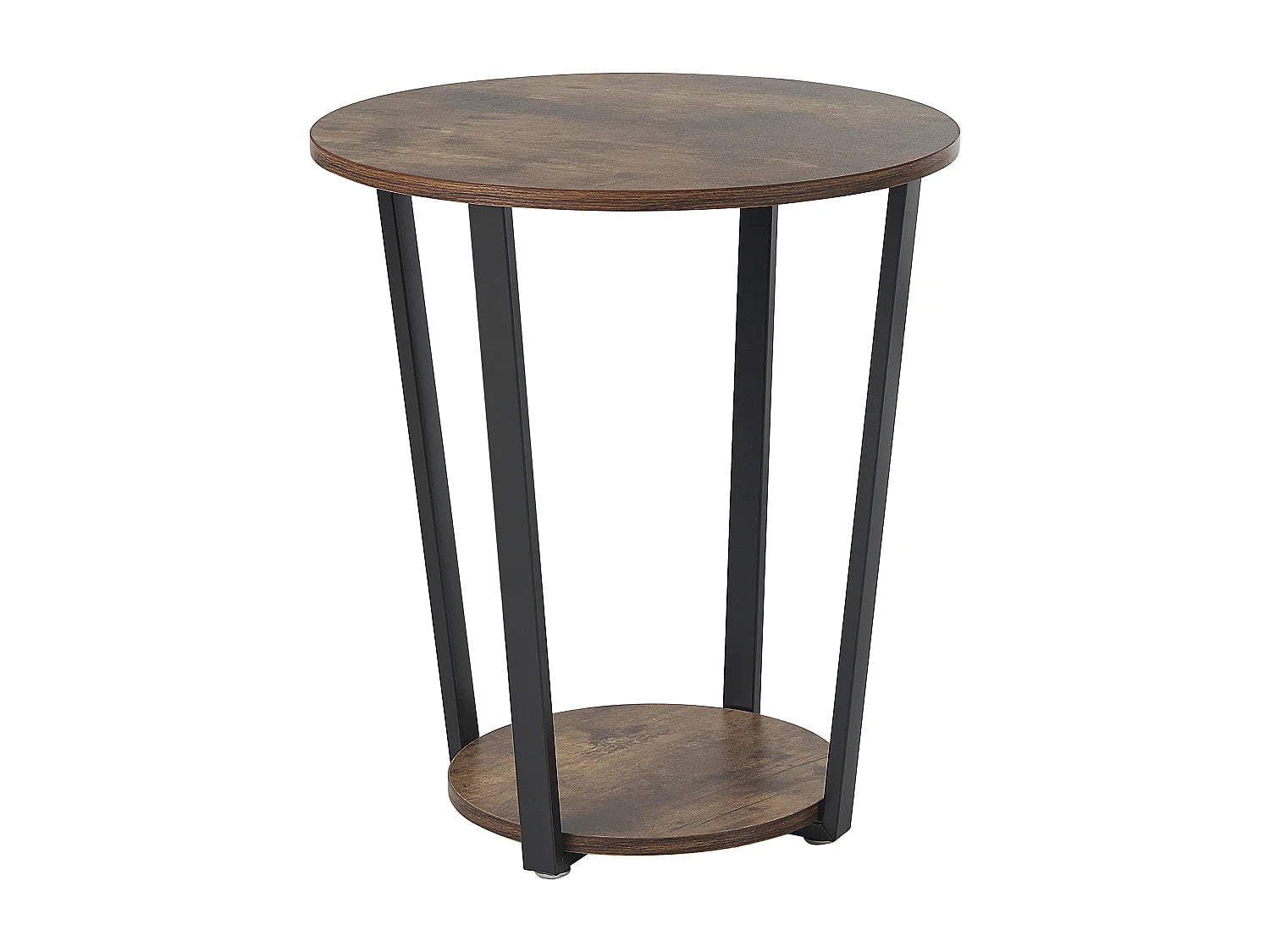 Bout de canapé rond bois foncé et métal noir – ORICK