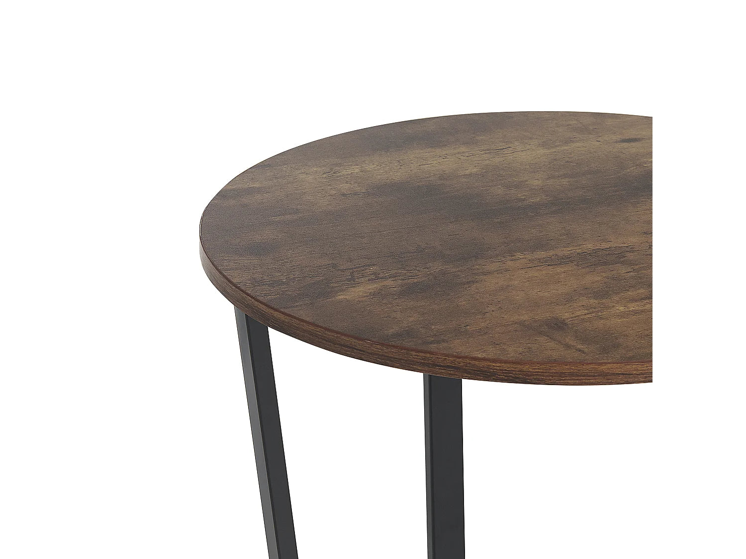 Bout de canapé rond bois foncé et métal noir – ORICK