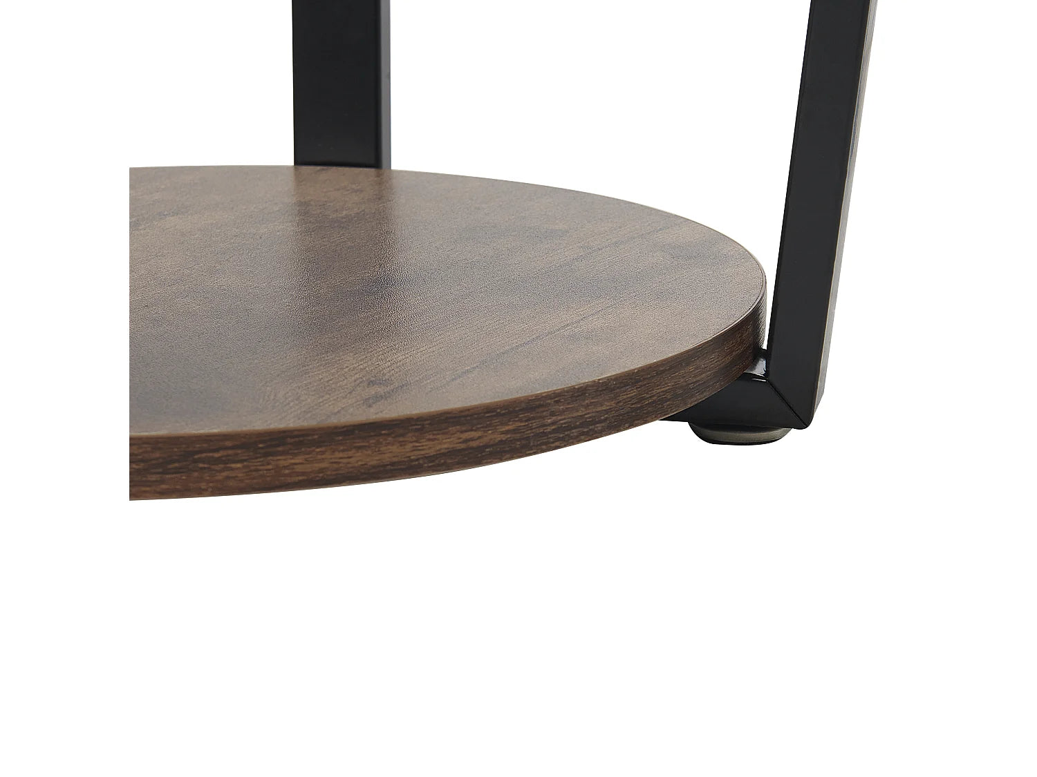 Bout de canapé rond bois foncé et métal noir – ORICK