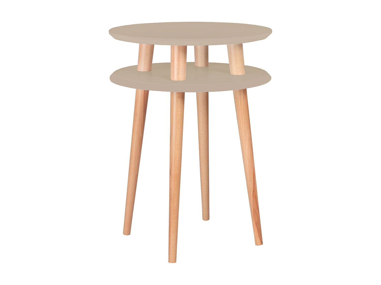 Bout de canapé rond deux niveaux beige brun – NOVA