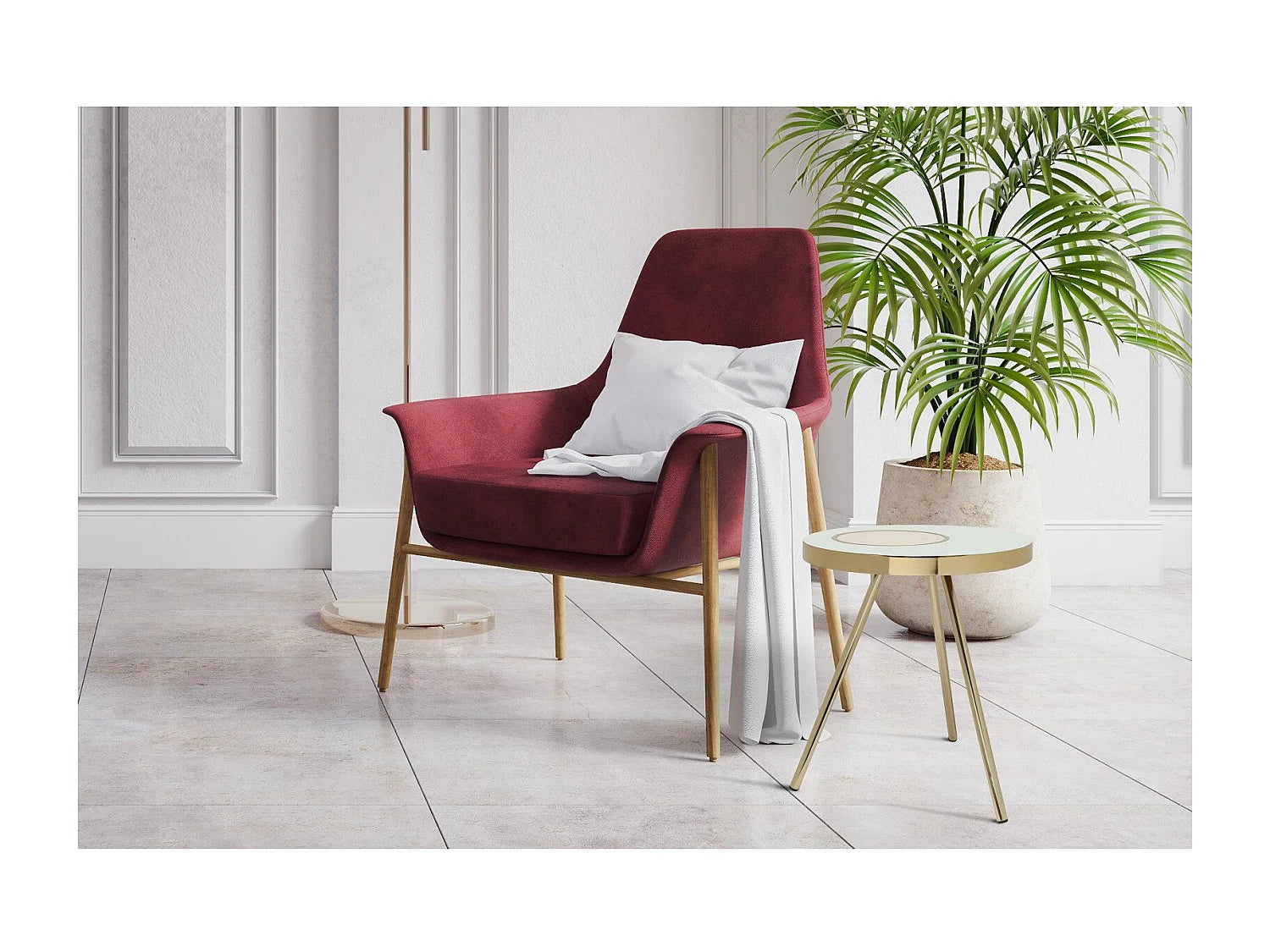 Bout de canapé en métal doré design – SOLÈNE