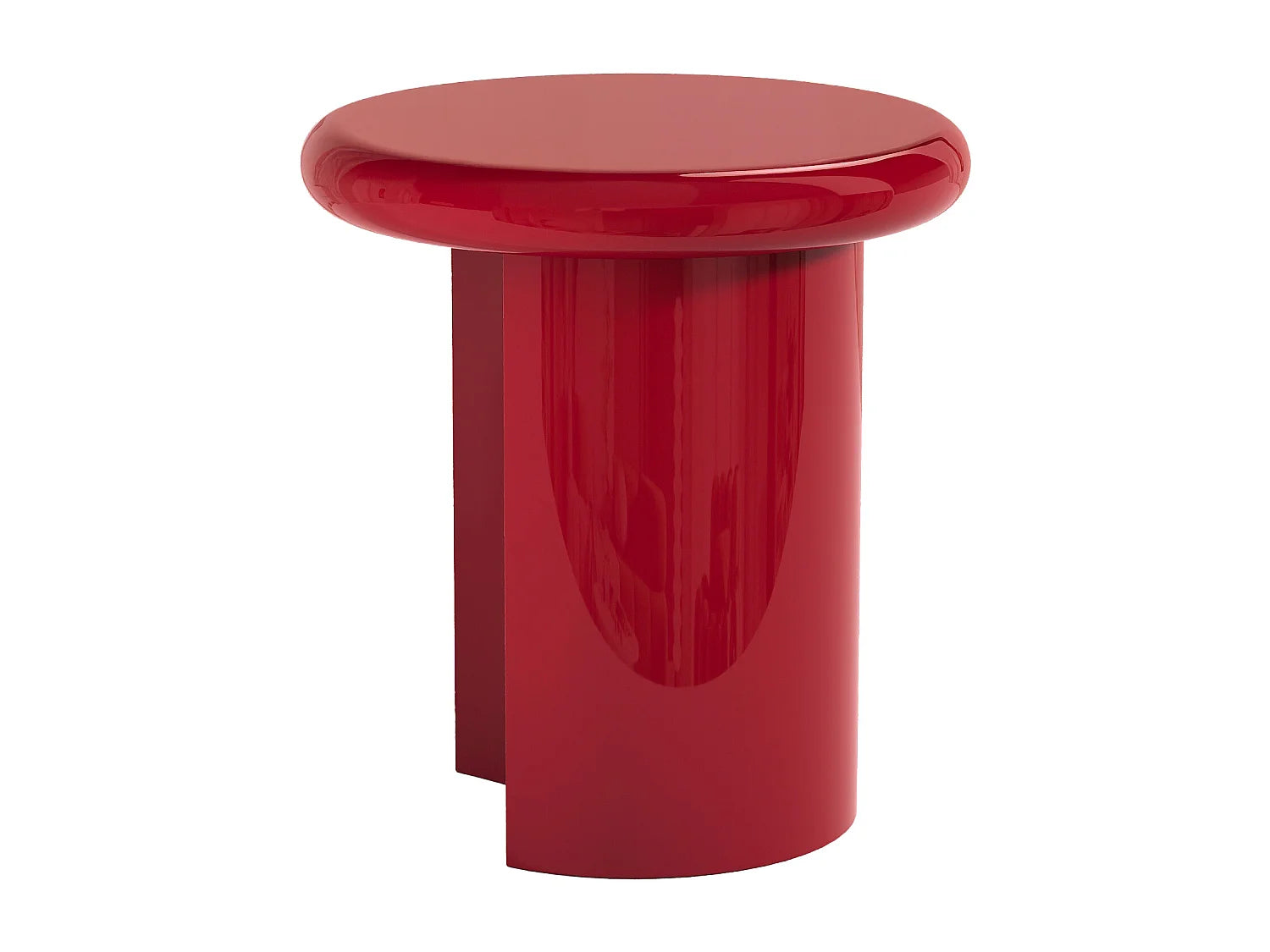 Bout de canapé rond en MDF rouge laqué – RUBIS