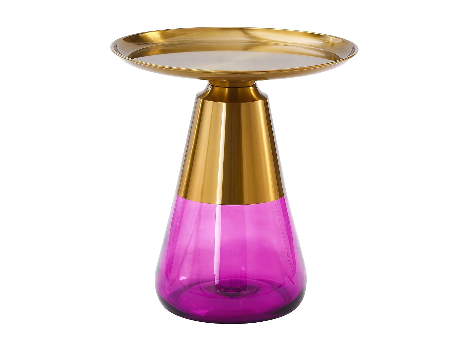 Bout de canapé rond verre et métal rose – ROSÉLIA