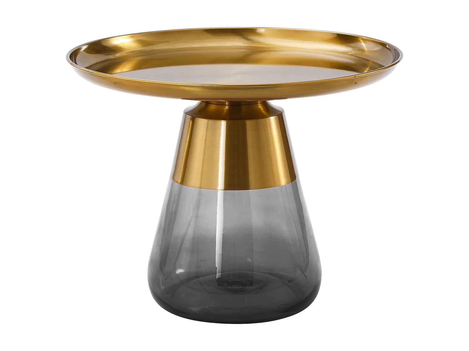 Bout de canapé rond en verre doré et gris – LUMEN