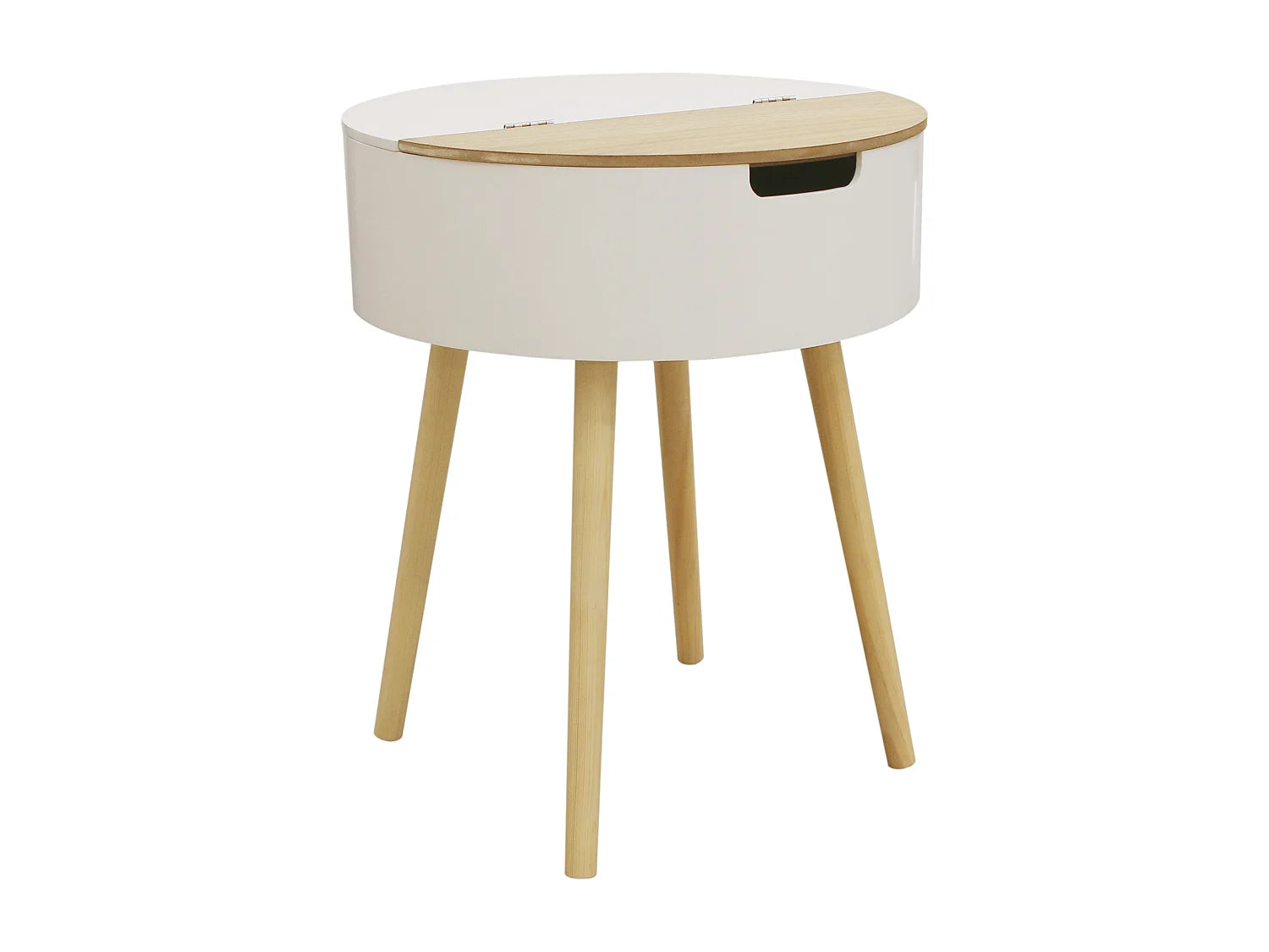 Bout de canapé coffre scandinave blanc et beige – NOVAK