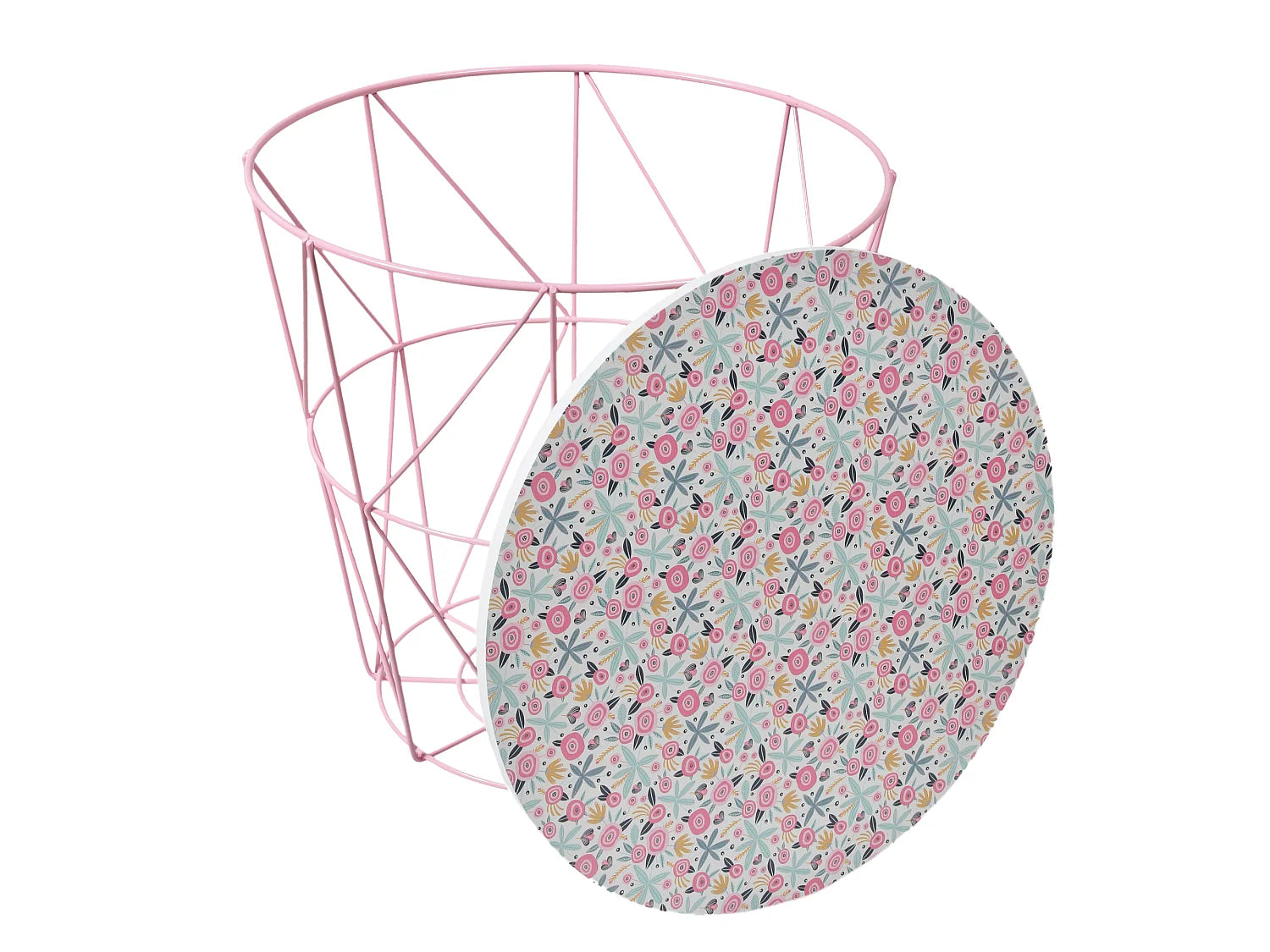 Bout de canapé rond rose à motifs pour enfant – LIBELLE