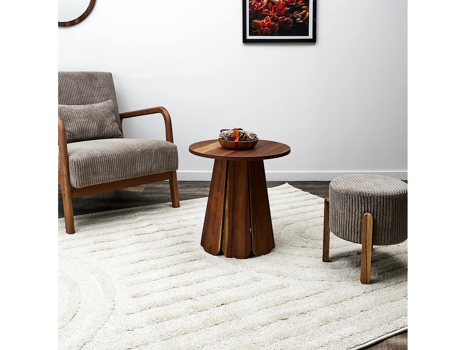 Bout de canapé rond marron design – WILLO