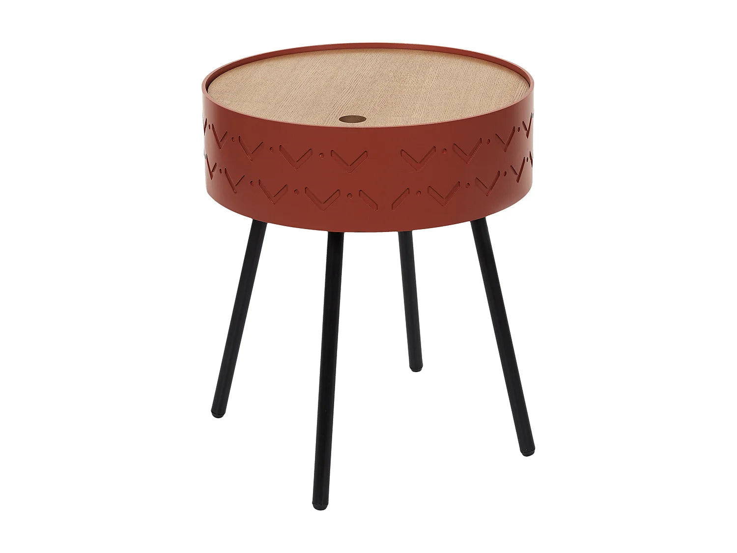 Bout de canapé coffre scandinave rouge et bois – CERISE