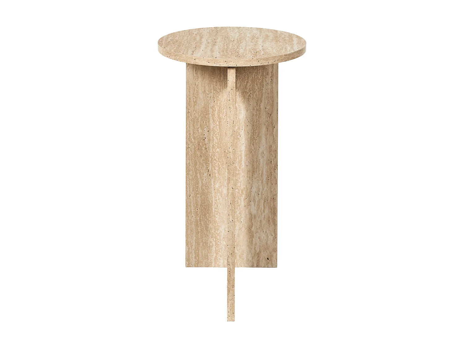 Bout de canapé rond effet pierre blanc et beige – PIETRO