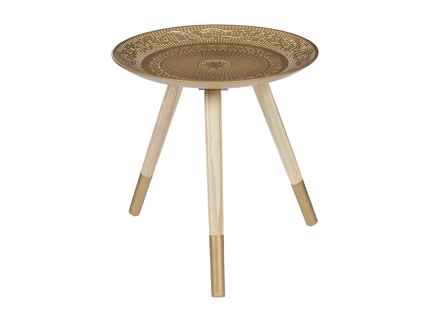 Bout de canapé rond en bois doré chic – MIRELLA