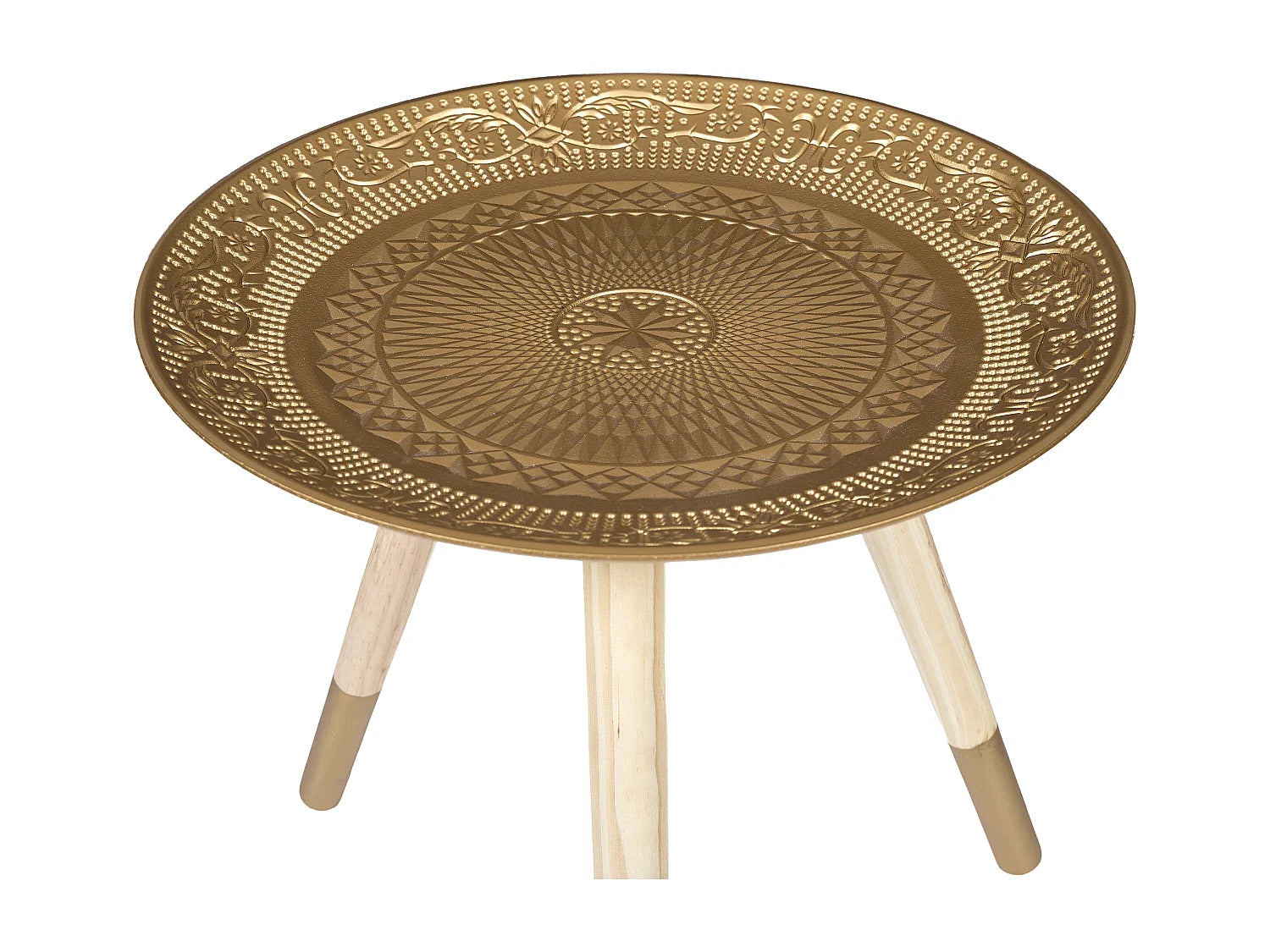 Bout de canapé rond en bois doré chic – MIRELLA