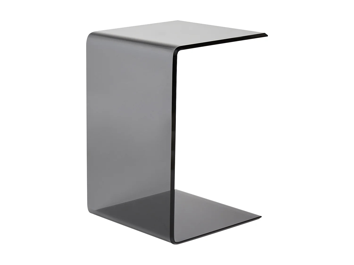 Bout de canapé en verre noir avec étagère – NOCTIS