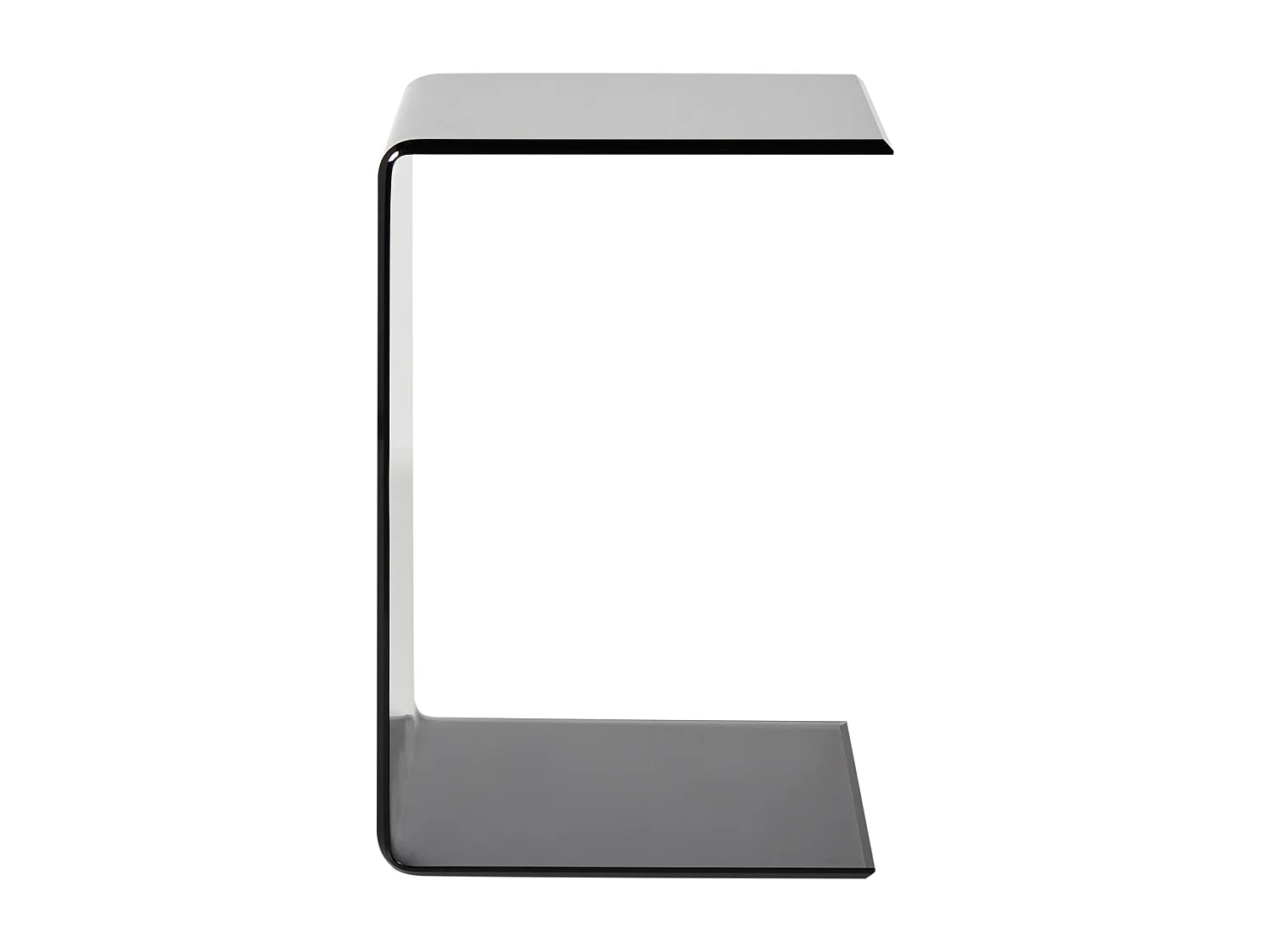 Bout de canapé en verre noir avec étagère – NOCTIS