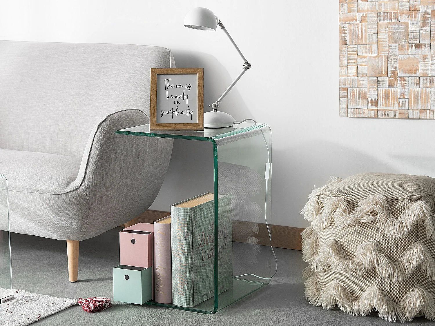 Bout de canapé en verre transparent contemporain – CLARO