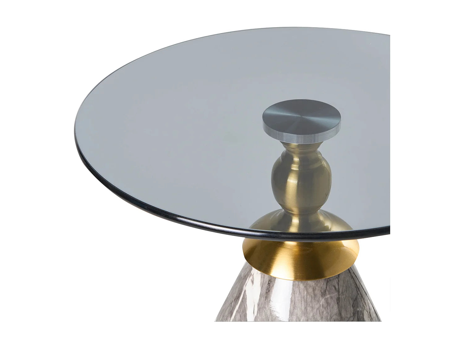 Bout de canapé rond verre noir effet marbre – CADY