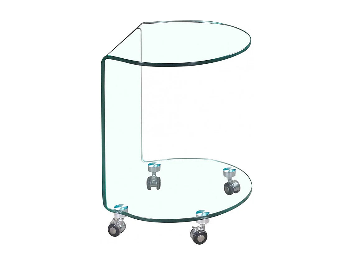 Bout de canapé rond verre trempé à roulettes – CRISTO