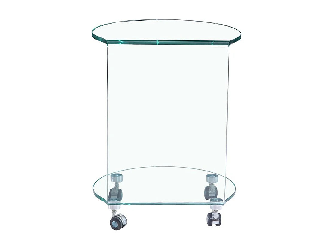 Bout de canapé rond verre trempé à roulettes – CRISTO