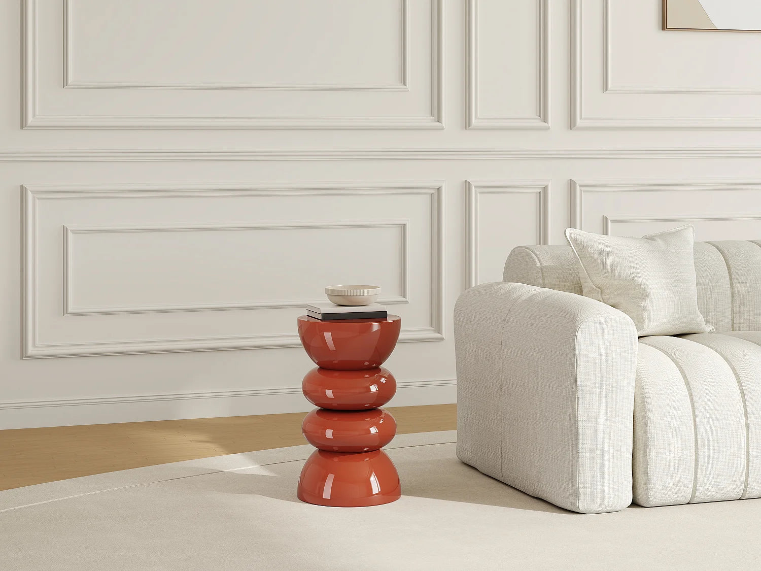 Bout de canapé rond en métal terracotta brillant – CANYON