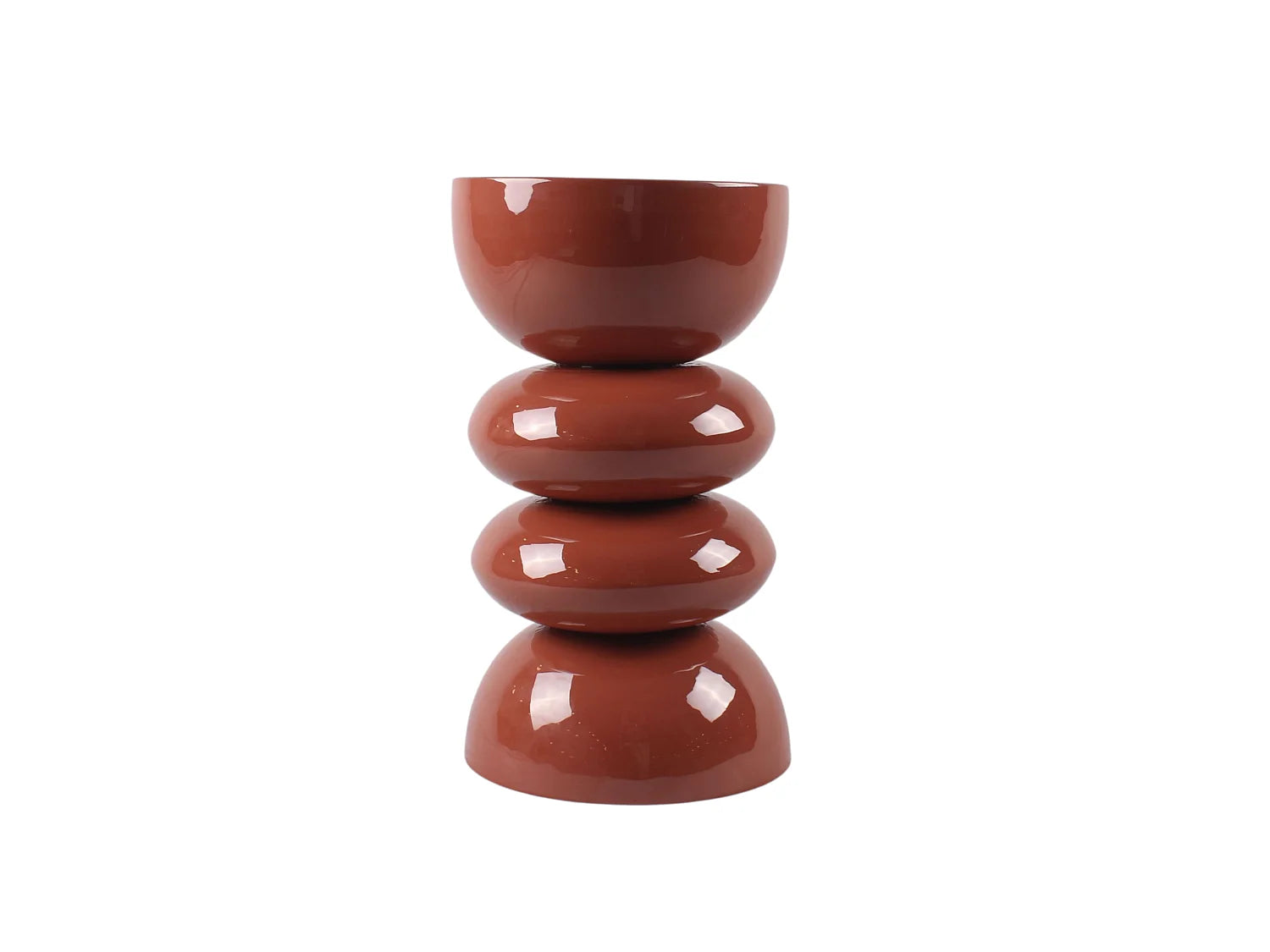 Bout de canapé rond en métal terracotta brillant – CANYON