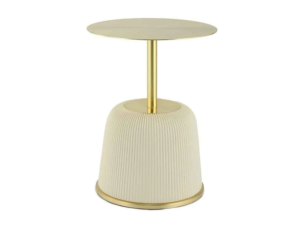 Bout de canapé rond fait main crème et or – DORÉA