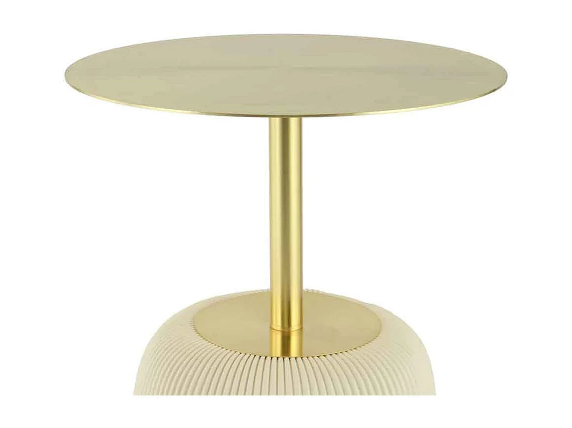 Bout de canapé rond fait main crème et or – DORÉA