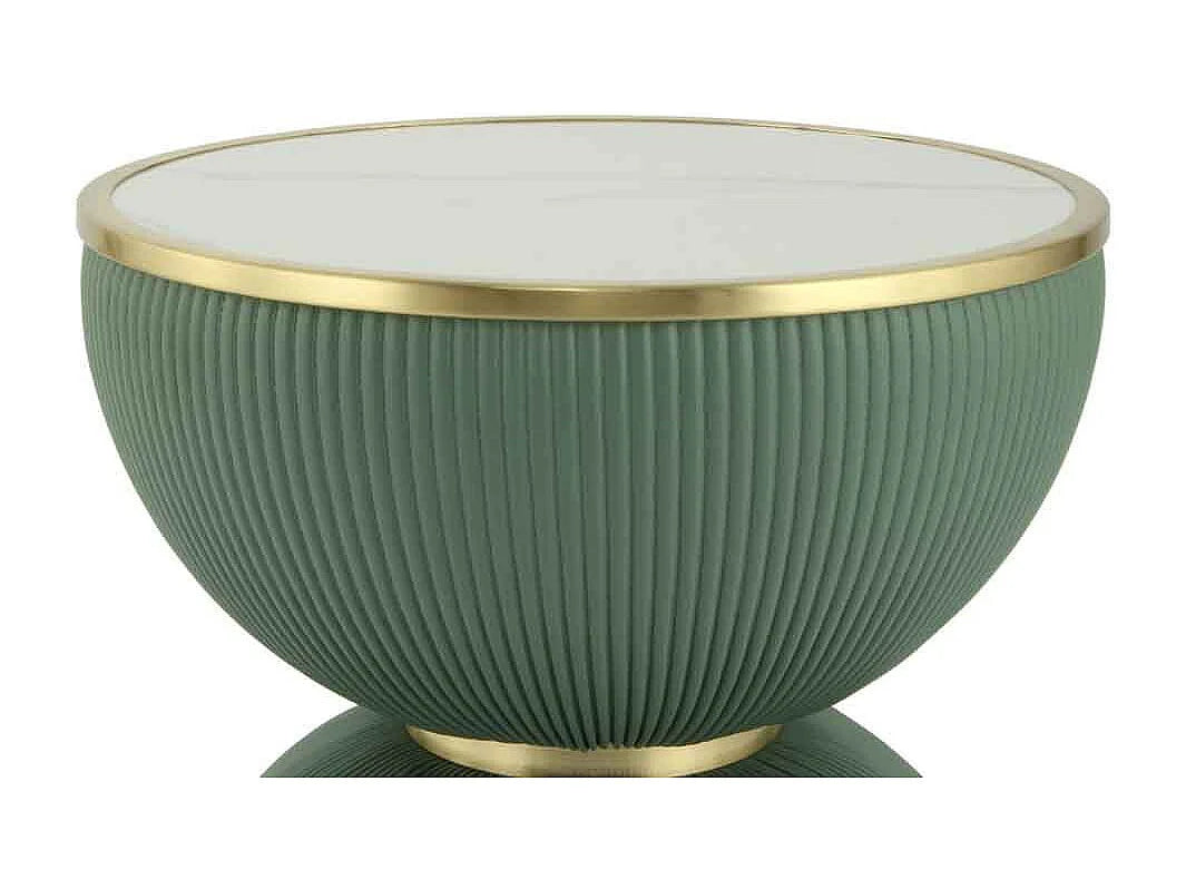 Bout de canapé rond design vert et or – JADIS