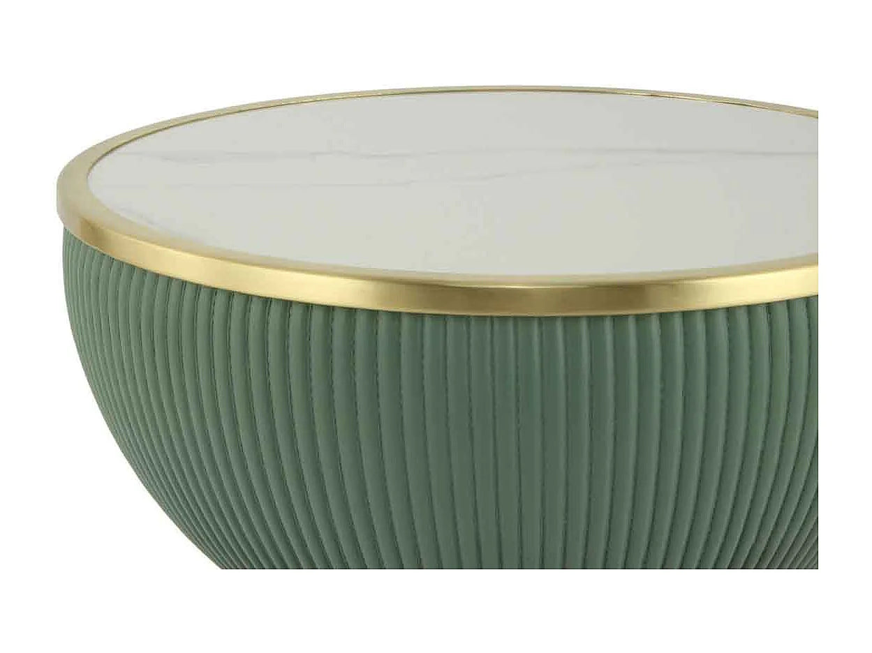 Bout de canapé rond design vert et or – JADIS