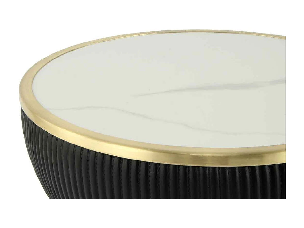 Bout de canapé rond design noir et or – DARIO