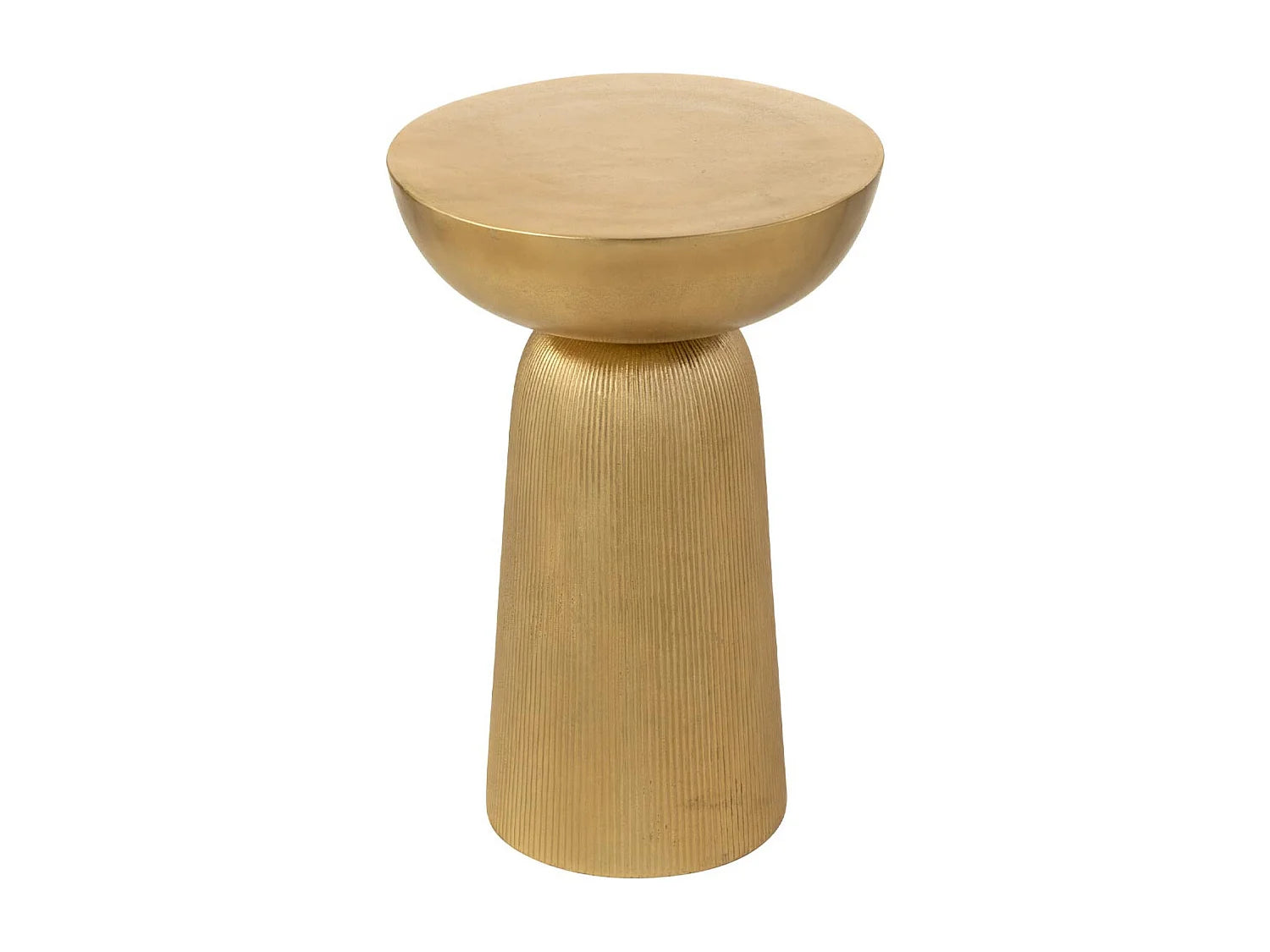 Bout de canapé rond design en aluminium doré – LUMINA