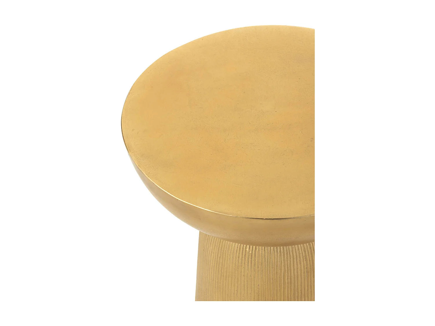 Bout de canapé rond design en aluminium doré – LUMINA