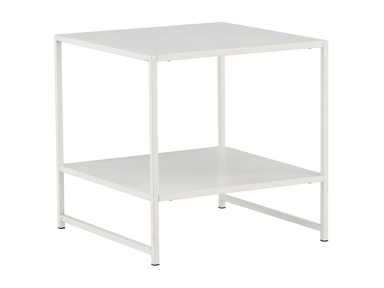 Bout de canapé carré acier blanc avec étagère – STAVEN